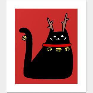 Reindeer Black Cat Posters and Art
